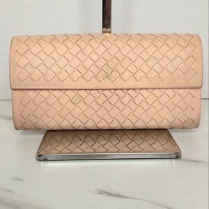 Bottega Veneta Intrecciato Pink Long Leather Wallet with Box and Dustbag